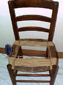 The French chair once stringing has begun.