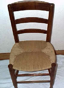 The completed seat on the French chair.